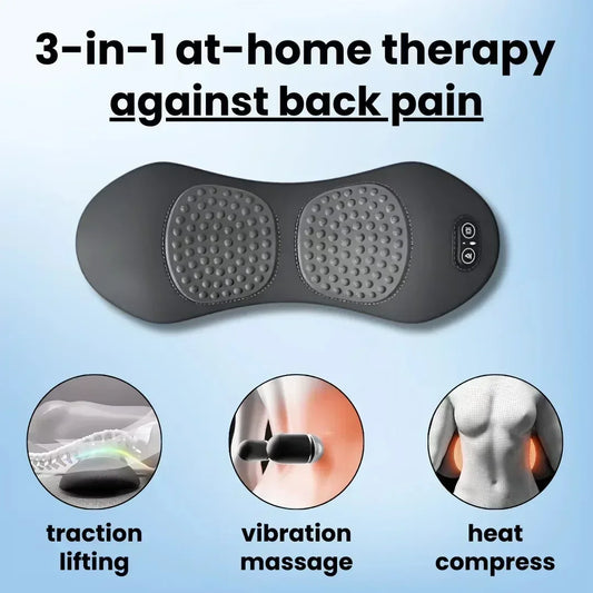 SomaWell 3-in-1 Back Massager – Heat, Vibration & Traction Therapy Pillow
