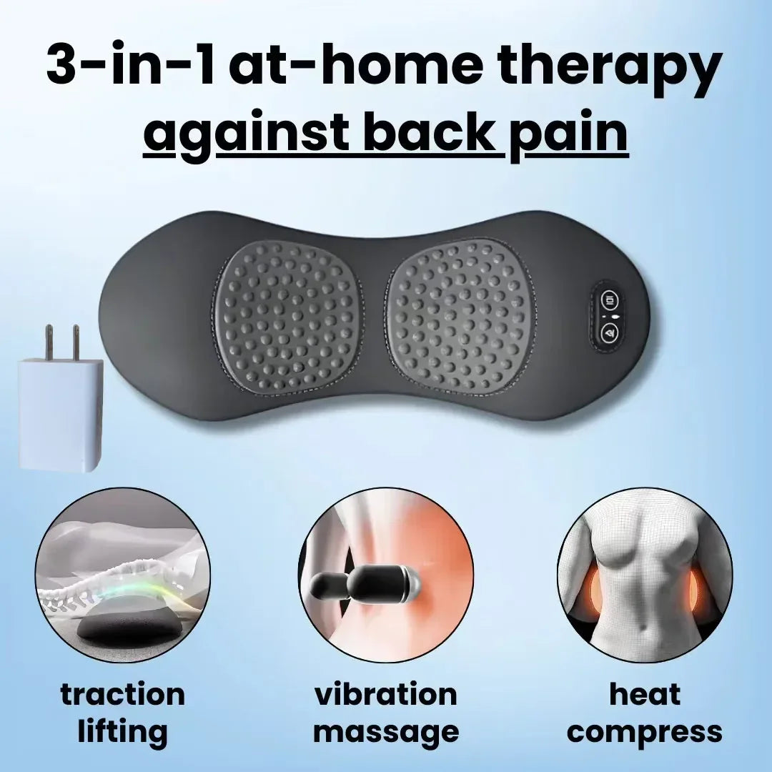 SomaWell 3-in-1 Back Massager – Heat, Vibration & Traction Therapy Pillow