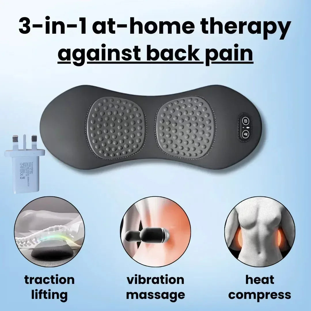 SomaWell 3-in-1 Back Massager – Heat, Vibration & Traction Therapy Pillow